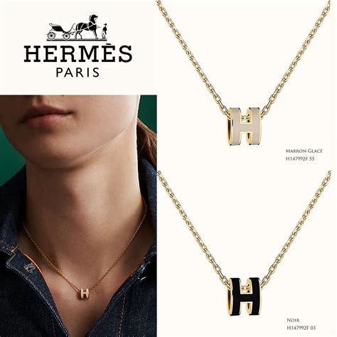 hermes h necklace black|Hermes mini pop necklace.